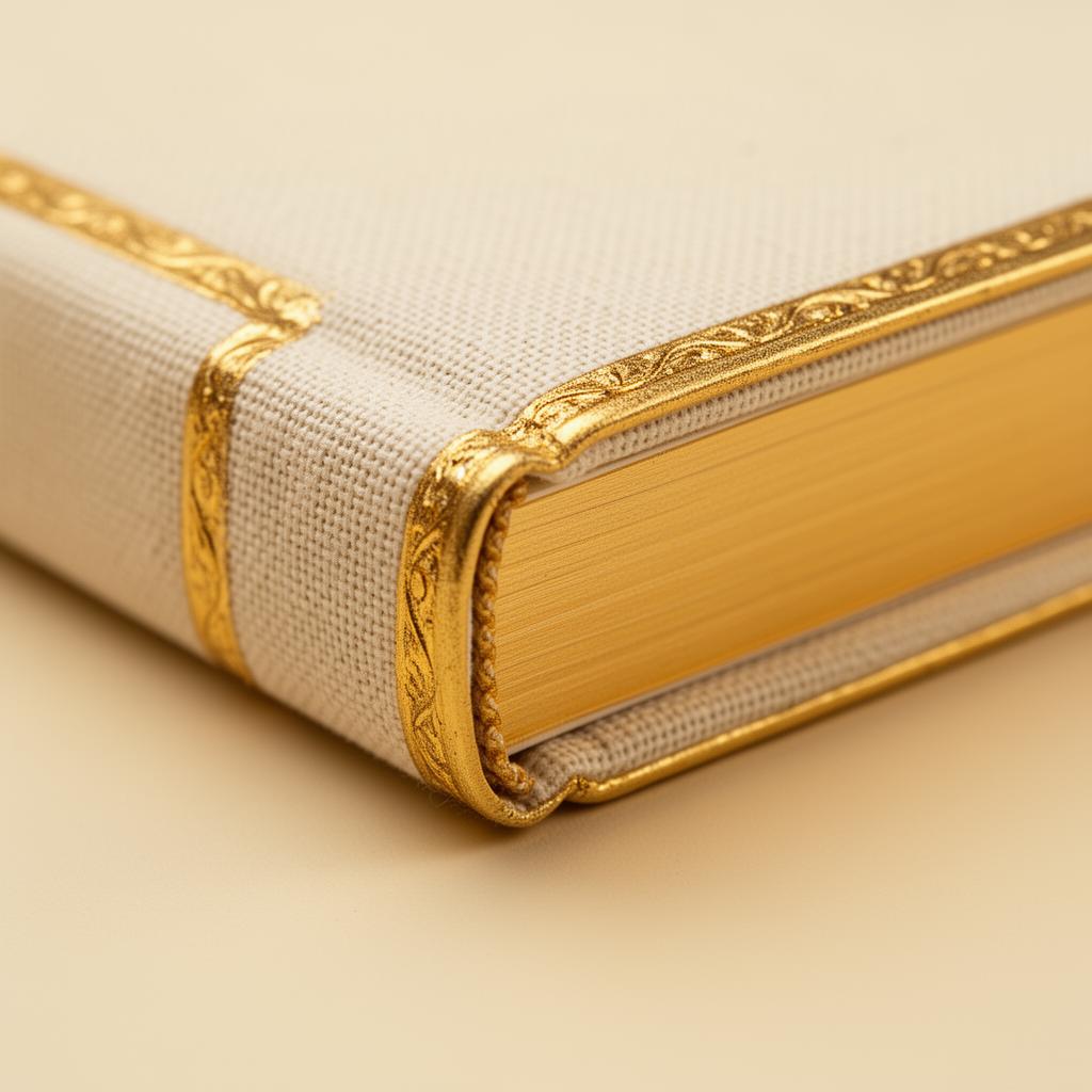 Warm gilded gold page edges of the journal